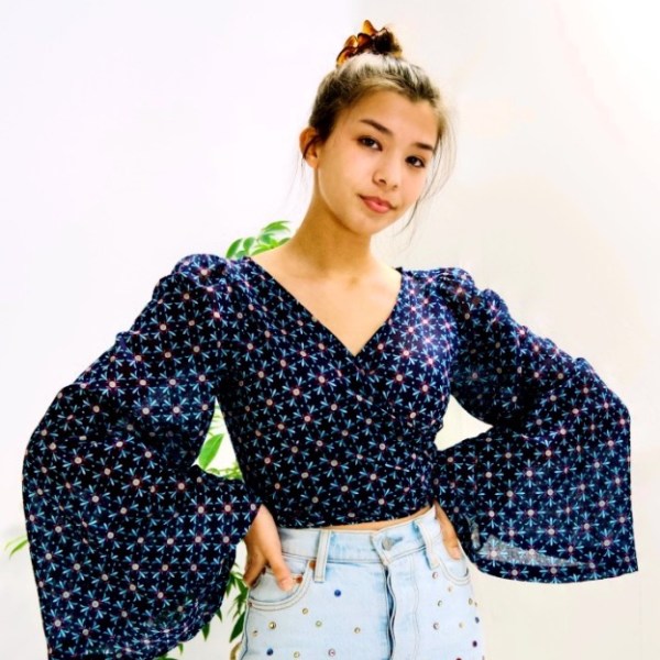 Bishop Sleeve Wrap Blouse