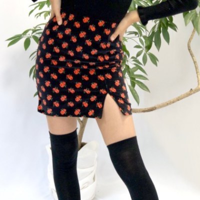 Front Slit Mini Skirt